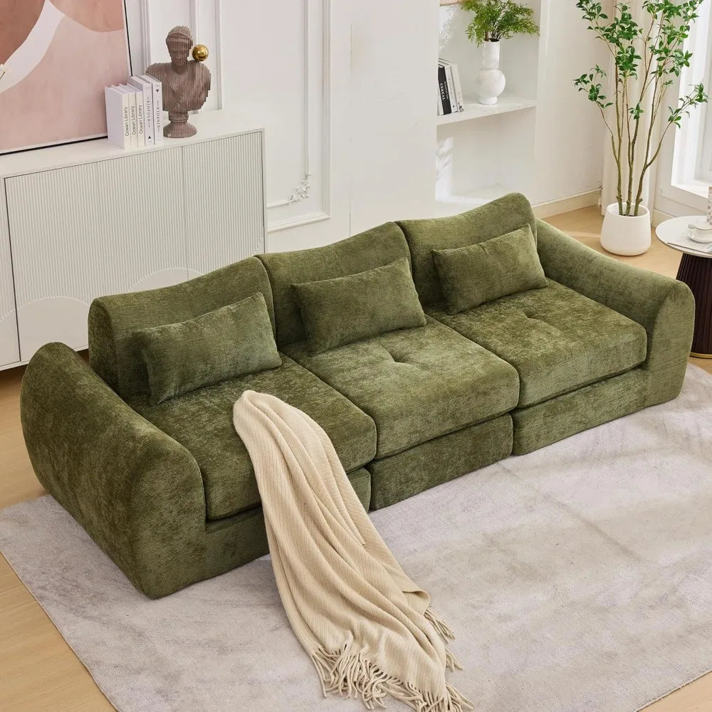 101.6" Modular Sectional Cloud Sofa – 4-in-1 Folding Convertible Sofa Bed, Modular Cushion Couch.