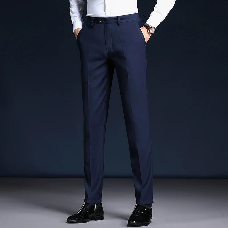 Top Grade Wrinkle Free New Brand Fashion Suit Pant Business Office Trousers For Men Dress Pants Straight Trousers Men's Clothing