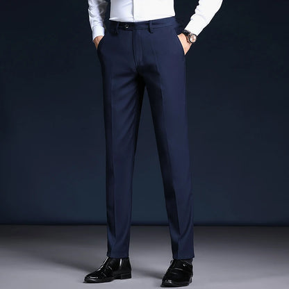Top Grade Wrinkle Free New Brand Fashion Suit Pant Business Office Trousers For Men Dress Pants Straight Trousers Men's Clothing