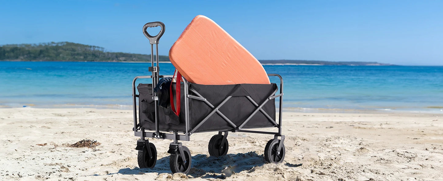 Outdoor Foldable Garden & Beach Cart – Large Capacity Utility Wagon for Shopping, Sports, Camping