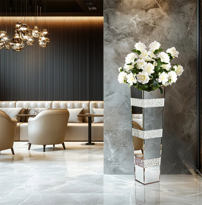 Decorative vase with white flowers in a modern interior setting