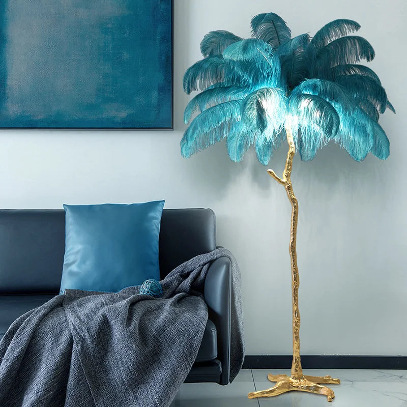 Nordic Feather Floor Lamp Luxury LED Standing Light for Internet Celebrity Ostrich Ins Live Broadcast Room Bedroom Home Decor