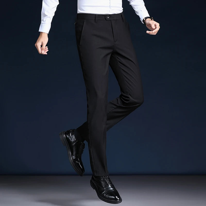 Top Grade Wrinkle Free New Brand Fashion Suit Pant Business Office Trousers For Men Dress Pants Straight Trousers Men's Clothing
