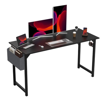 Modern Compact Computer Desk with Side Bag & Headphone Hook – Easy Assembly.
