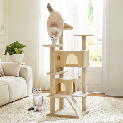 JHK 54" Multi-Level Cat Tree Tower with Sisal Scratching Post.