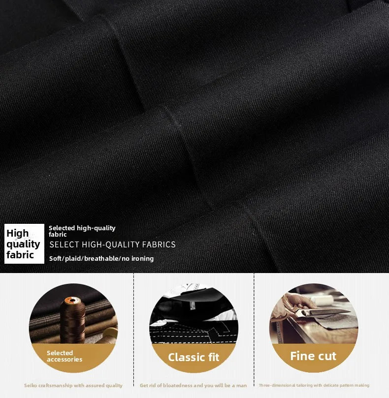 Top Grade Wrinkle Free New Brand Fashion Suit Pant Business Office Trousers For Men Dress Pants Straight Trousers Men's Clothing