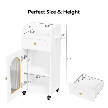 Salon Cart Trolley with Drawers & Glass Storage – Rolling Cabinet for Stylists.