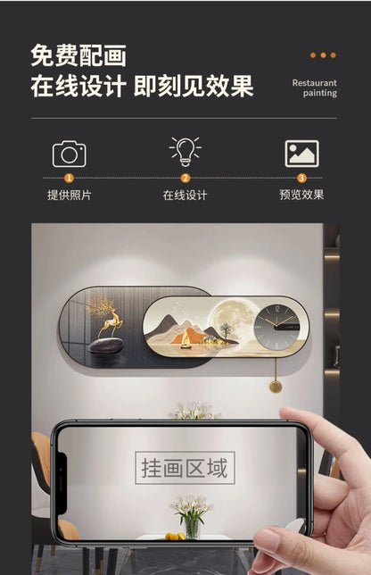 Hands Silent Wall Clocks Minimalist Restaurant Nordic Pendulum Wall Watch Luxury Art Mural Digital Reloj De Pared Home Decor