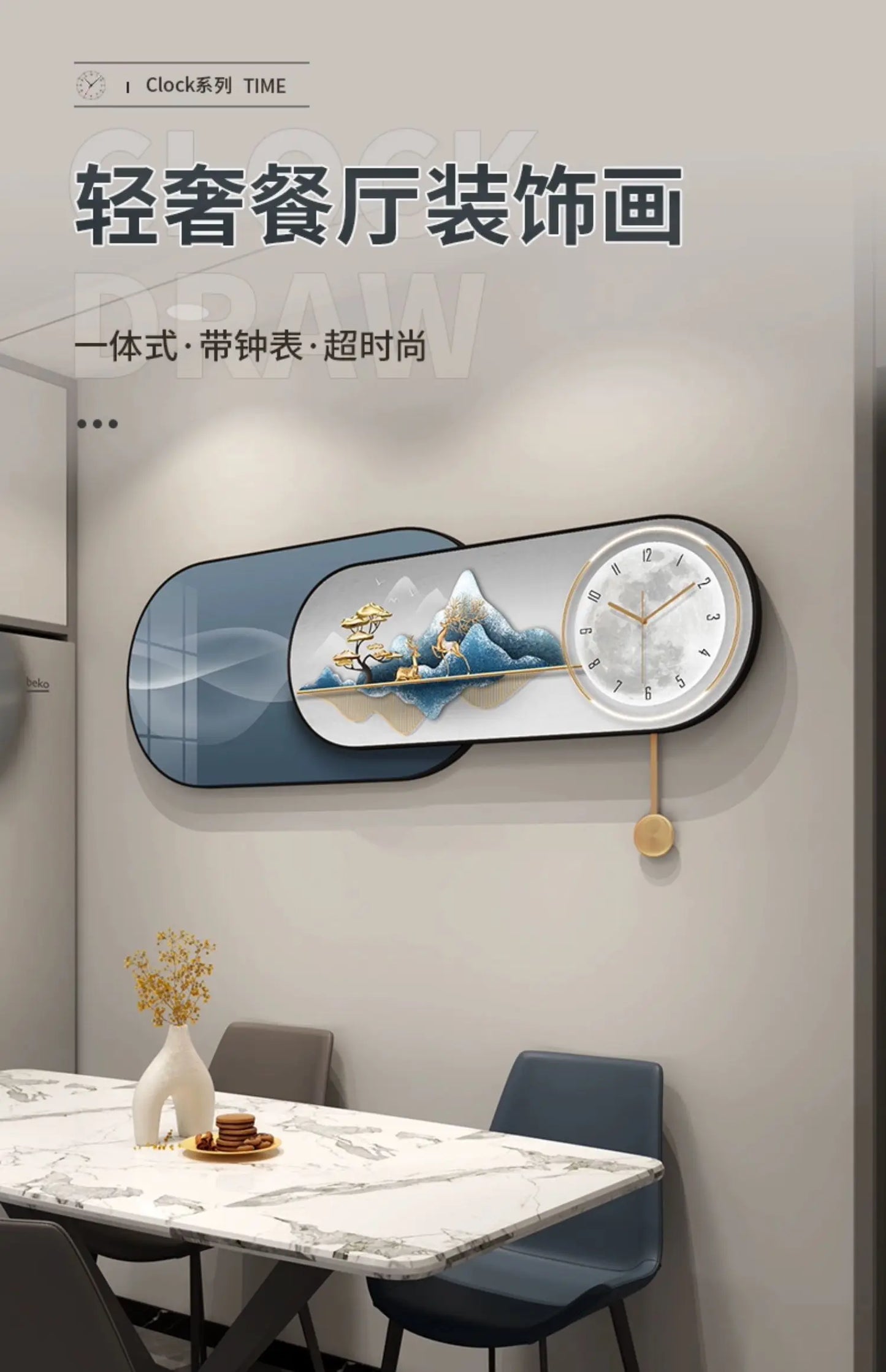 Hands Silent Wall Clocks Minimalist Restaurant Nordic Pendulum Wall Watch Luxury Art Mural Digital Reloj De Pared Home Decor