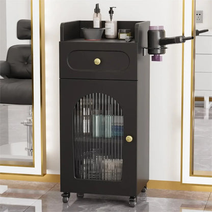 Salon Cart Trolley with Drawers & Glass Storage – Rolling Cabinet for Stylists.