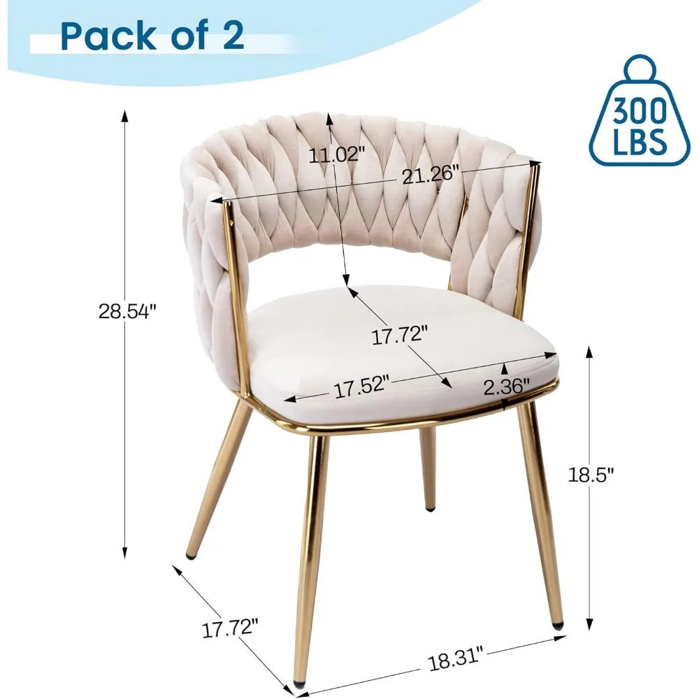 Beige armchair with gold legs and dimensions on a white background