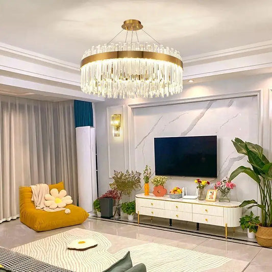 Luxury Gold Crystal Chandelier Pendant Light for Living Room Dining Table Kitchen Ceiling Decor.