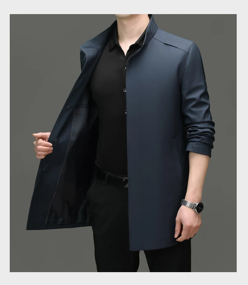 High End Anti Wrinkle New Brand Business Casual Fashion Slim Fit Trench Coats Spring Autumn Overcoat Long Jacket Outercoat