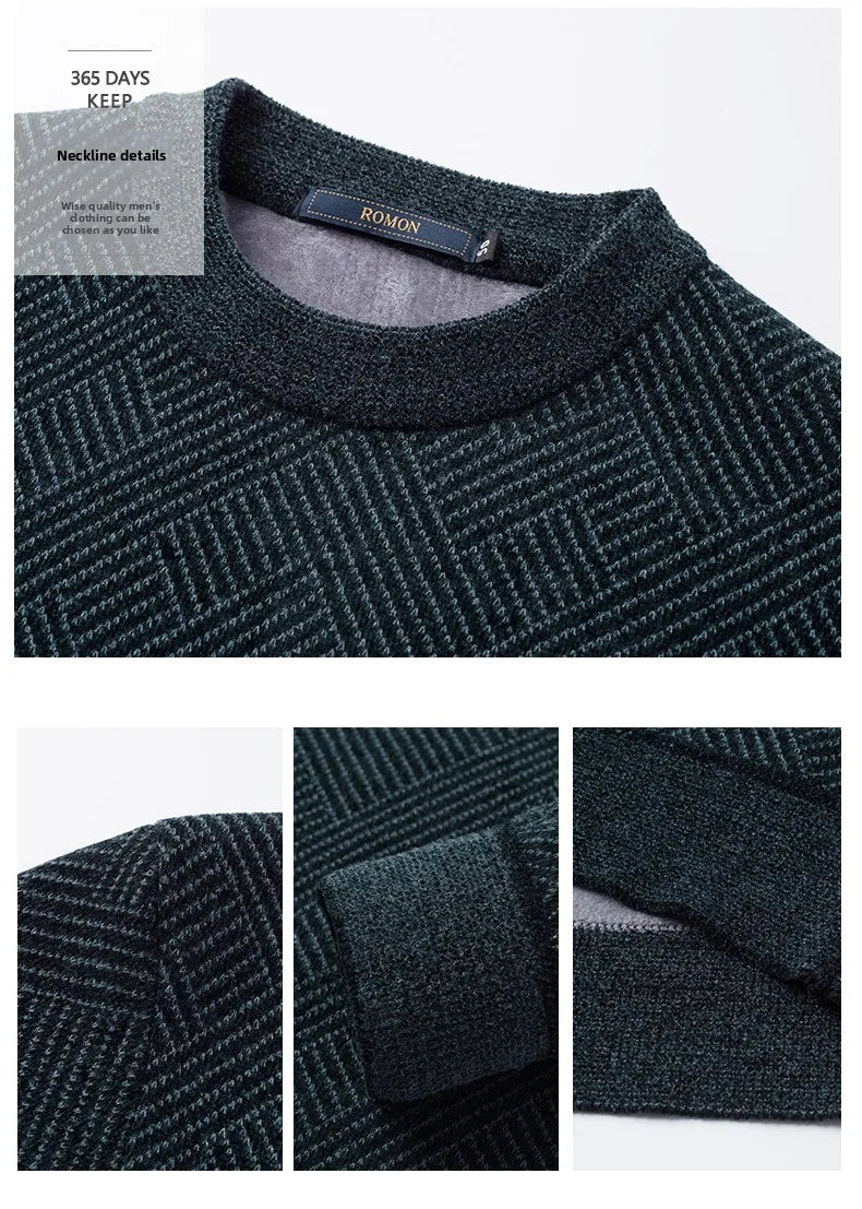 Top Quality Thick Fleece-Lined Warm Men Fashion Brand Autum Winter Knit Pullover Designer Sweater Korean Woolen Casual Jumper
