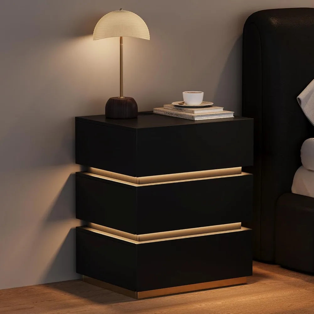 Smart Nightstand with Wireless Charging & LED Light.
