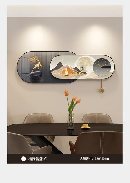 Hands Silent Wall Clocks Minimalist Restaurant Nordic Pendulum Wall Watch Luxury Art Mural Digital Reloj De Pared Home Decor