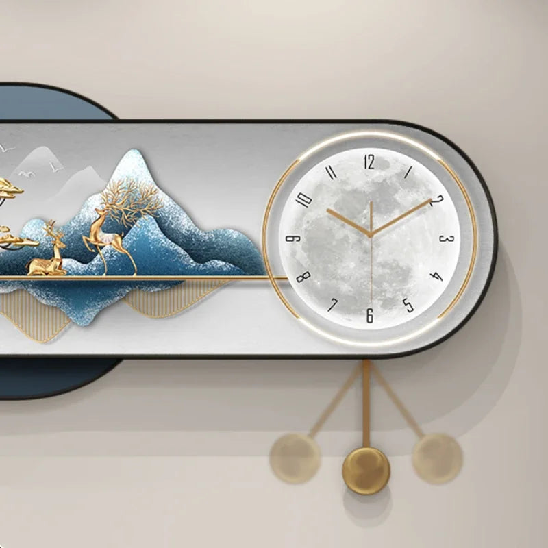 Hands Silent Wall Clocks Minimalist Restaurant Nordic Pendulum Wall Watch Luxury Art Mural Digital Reloj De Pared Home Decor