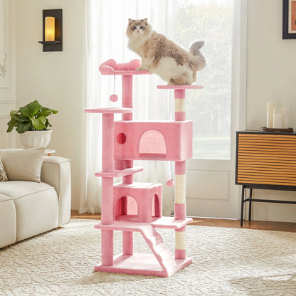 JHK 54" Multi-Level Cat Tree Tower with Sisal Scratching Post.