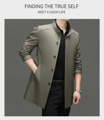 High End Anti Wrinkle New Brand Business Casual Fashion Slim Fit Trench Coats Spring Autumn Overcoat Long Jacket Outercoat