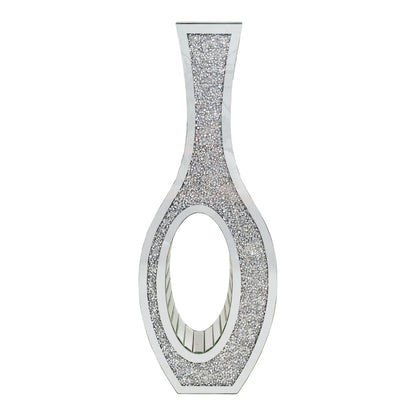 Decorative silver wall piece with textured design on a white background