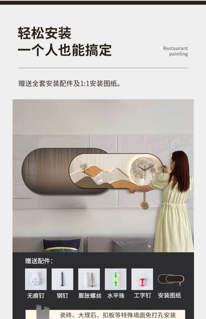 Hands Silent Wall Clocks Minimalist Restaurant Nordic Pendulum Wall Watch Luxury Art Mural Digital Reloj De Pared Home Decor