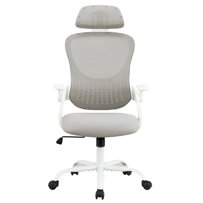 Ergonomic Mesh Office Chair with Flip-Up Arms and Adjustable Headrest – Lumbar Support for Home & Computer Desk.
