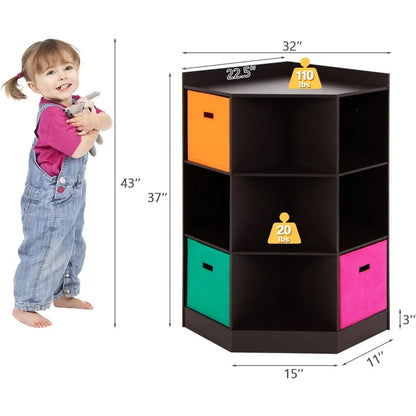 Kids 9-Cubby Toy Storage Organizer – Cabinet with Display Shelf & 3 Baskets.