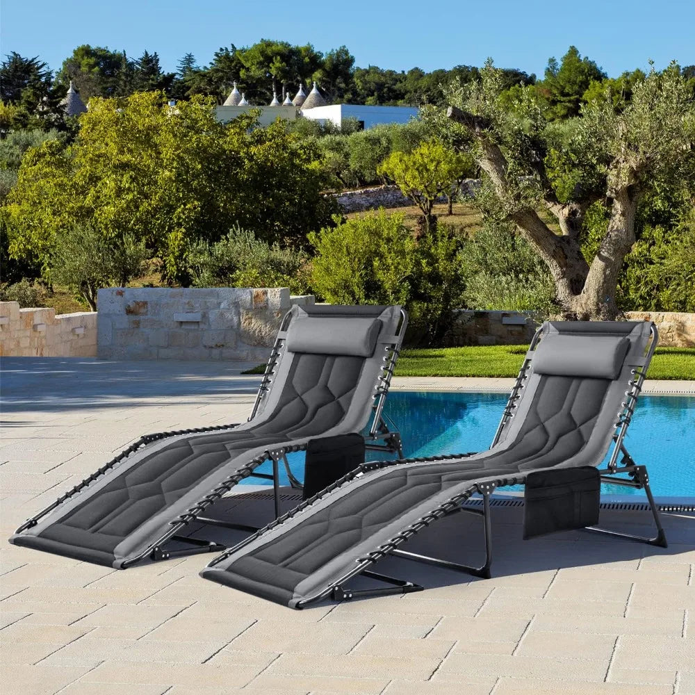 Folding Chaise Lounge Outdoor Portable Chair.