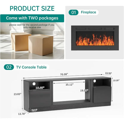 Fireplace TV Stand with 36" Electric Fireplace for TVs up to 80".
