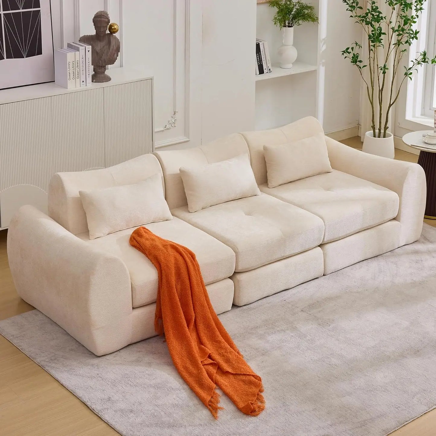 101.6" Modular Sectional Cloud Sofa – 4-in-1 Folding Convertible Sofa Bed, Modular Cushion Couch.