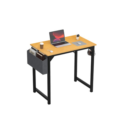 Modern Compact Computer Desk with Side Bag & Headphone Hook – Easy Assembly.