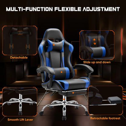 JHK Ergonomic Racing Gaming Chair PU Leather with Adjustable Headrest & Lumbar Support.