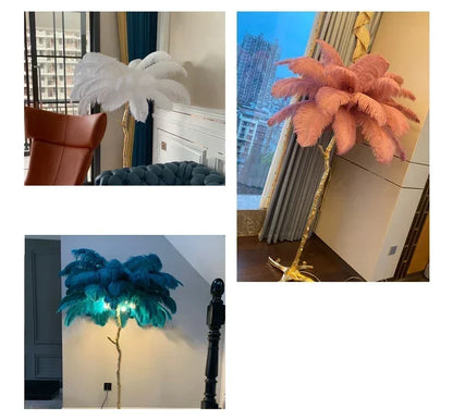 Nordic Feather Floor Lamp Luxury LED Standing Light for Internet Celebrity Ostrich Ins Live Broadcast Room Bedroom Home Decor