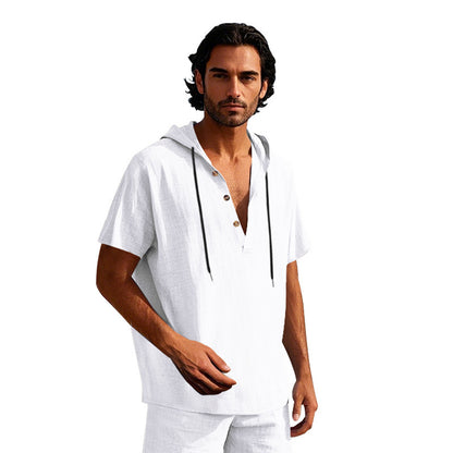 Men’s Linen Short-Sleeve T-Shirt – Simple & Casual Style